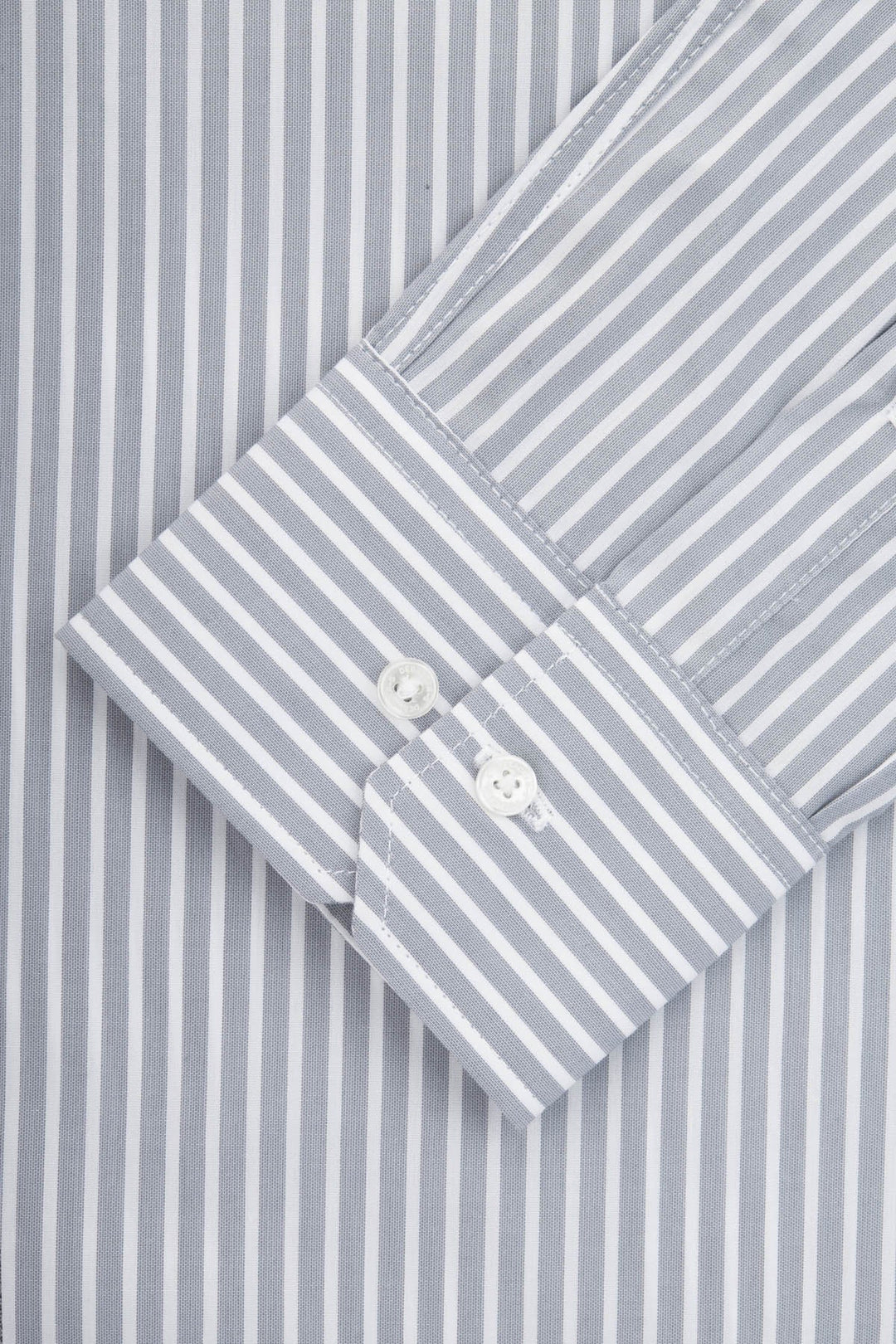Striped Light Gray & White Smart Casual Shirt - 4