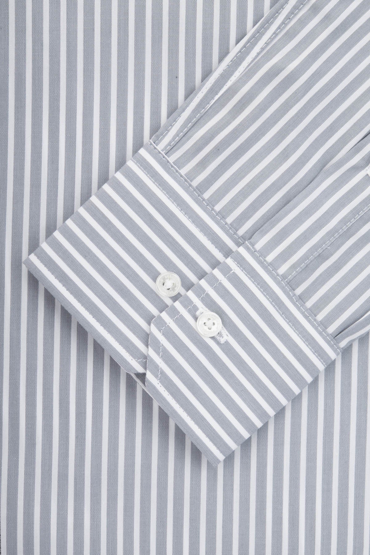 Striped Light Gray & White Smart Casual Shirt