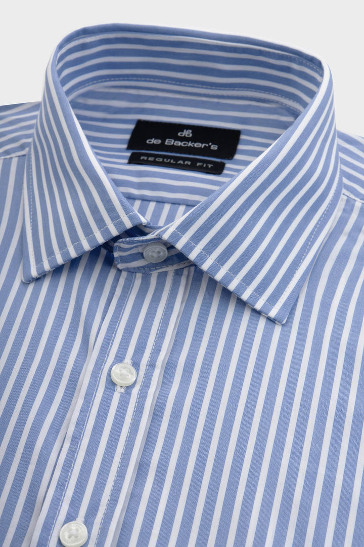 Striped Blue & White Smart Casual Shirt - 2