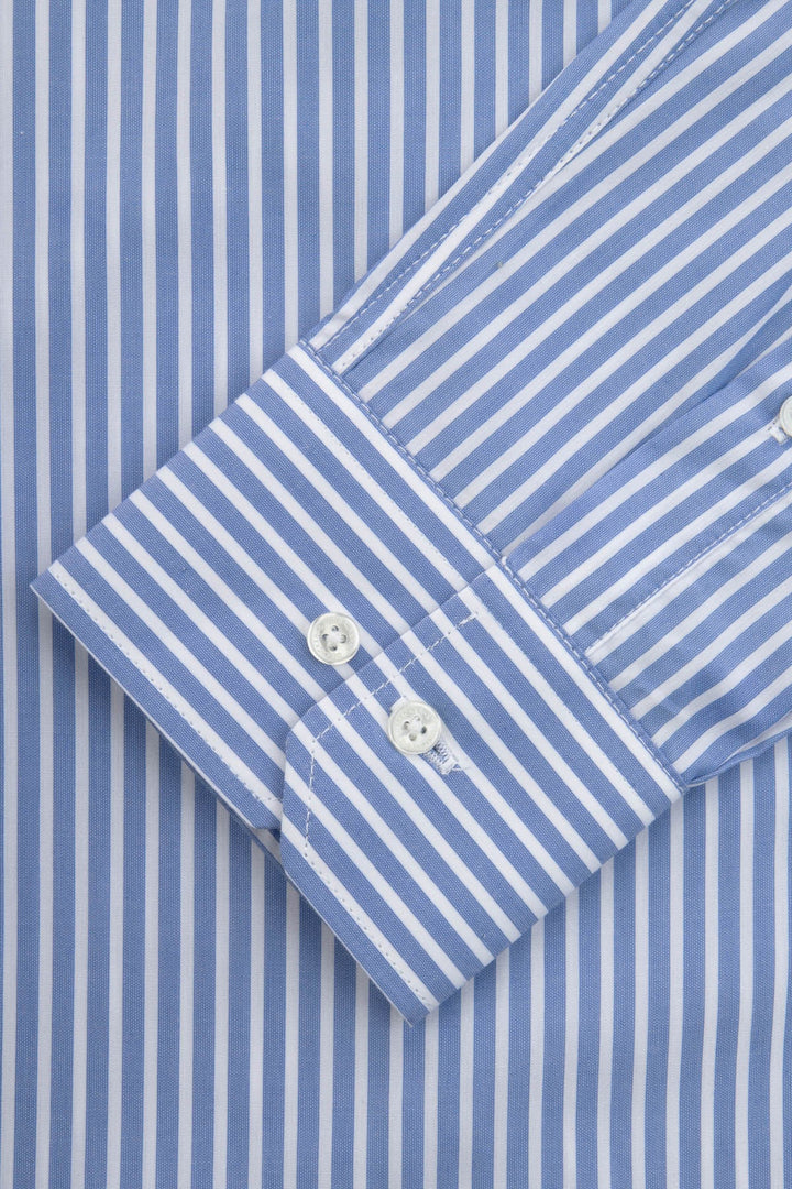 Striped Blue & White Smart Casual Shirt - 3