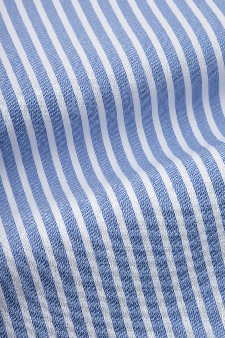 Striped Blue & White Smart Casual Shirt - 4