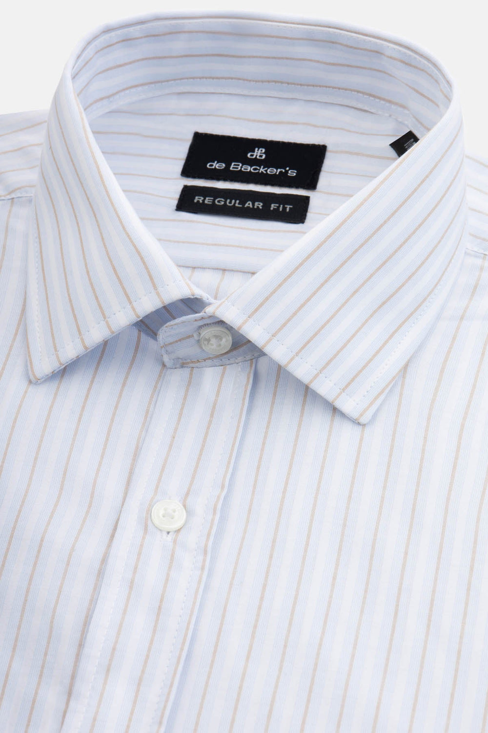 Striped White & Light Blue & Light Beige Smart Casual Shirt - 2