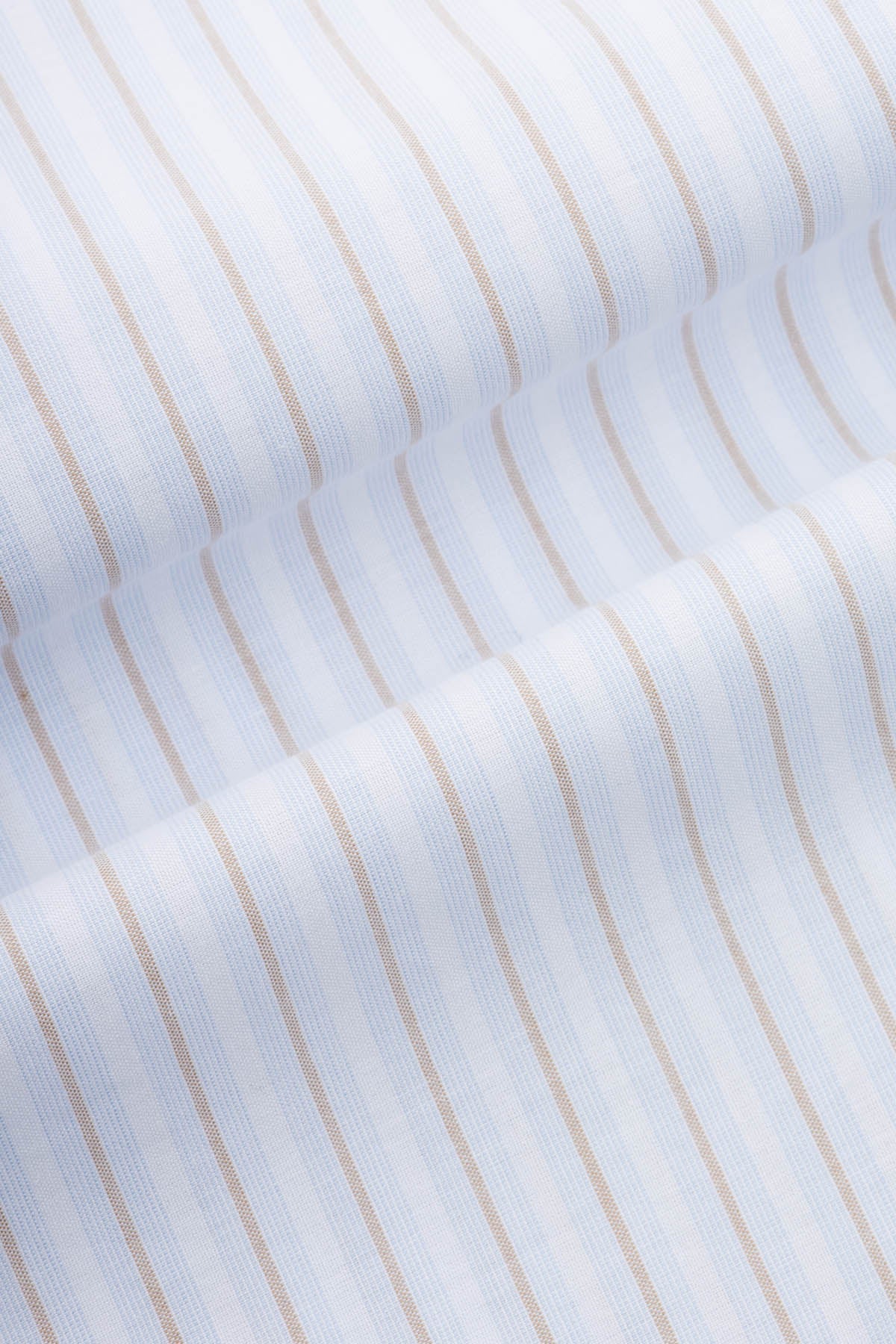 Striped White & Light Blue & Light Beige Smart Casual Shirt