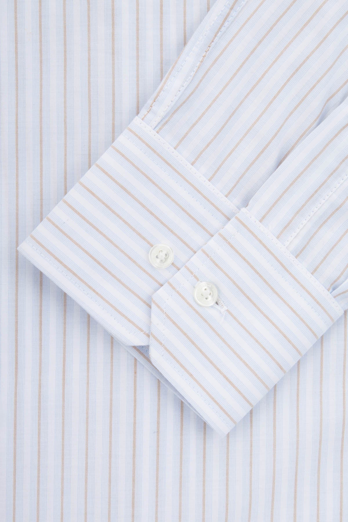 Striped White & Light Blue & Light Beige Smart Casual Shirt