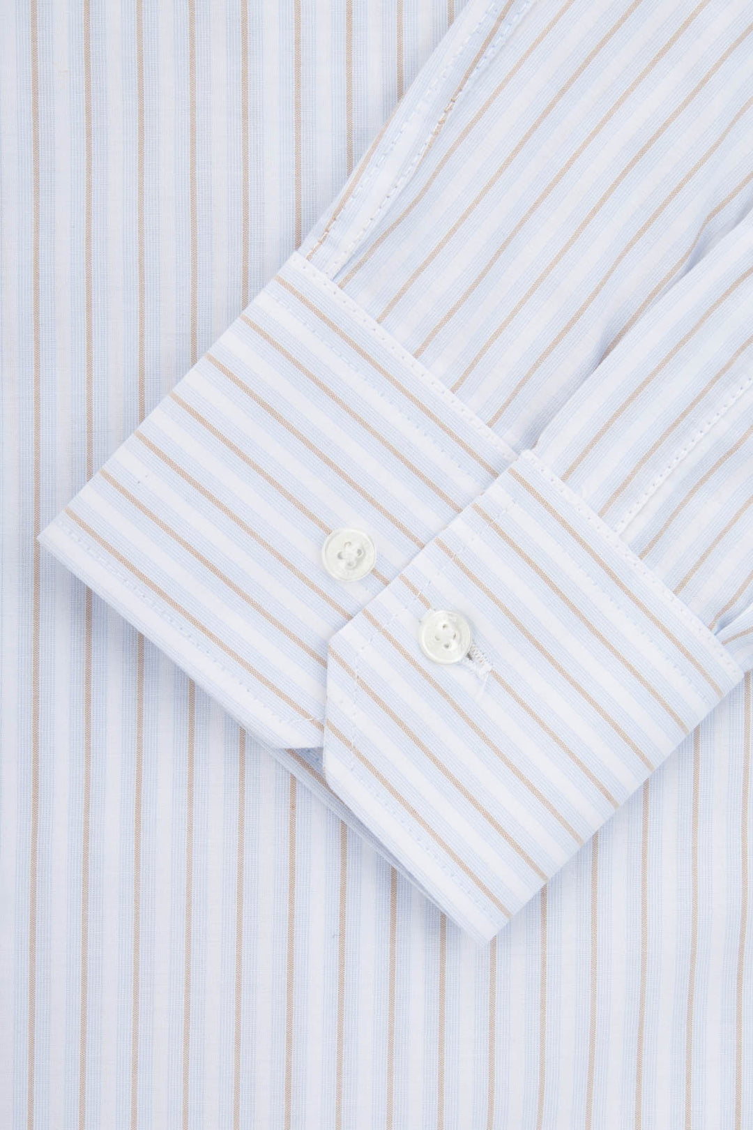 Striped White & Light Blue & Light Beige Smart Casual Shirt - 4