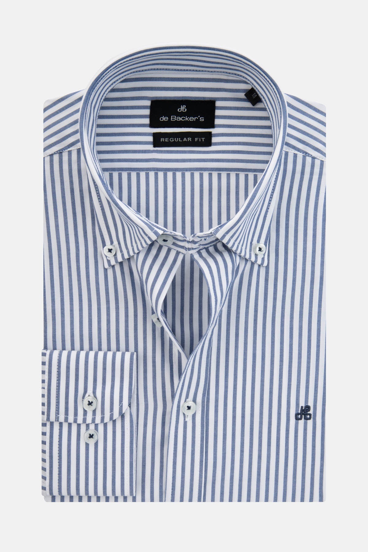 Striped White & Navy Smart Casual Shirt