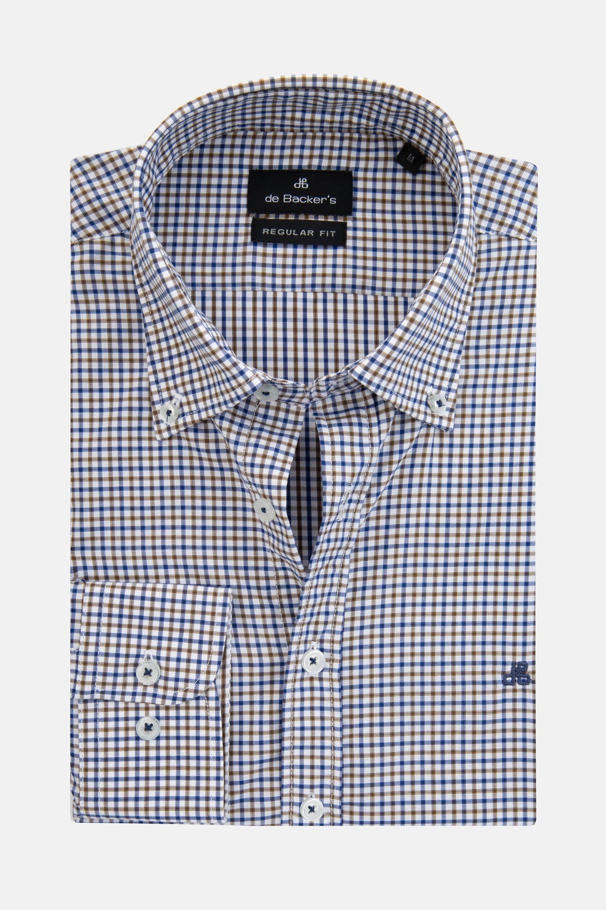 Checked White & Light Brown & Blue Smart Casual Shirt