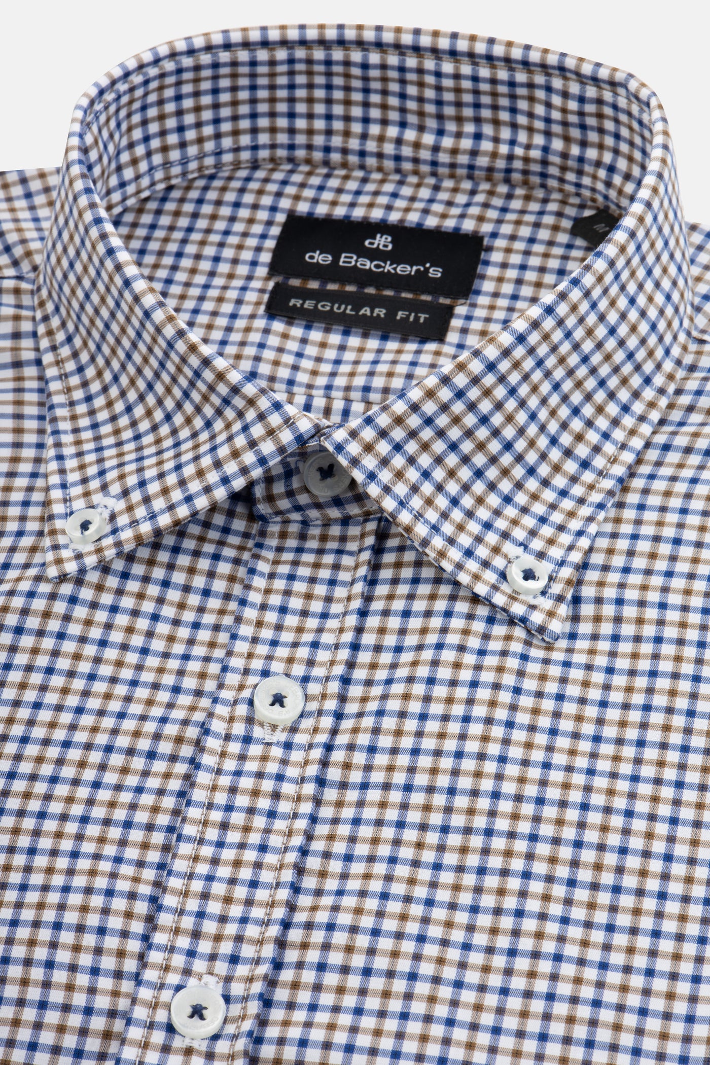 Checked White & Light Brown & Blue Smart Casual Shirt