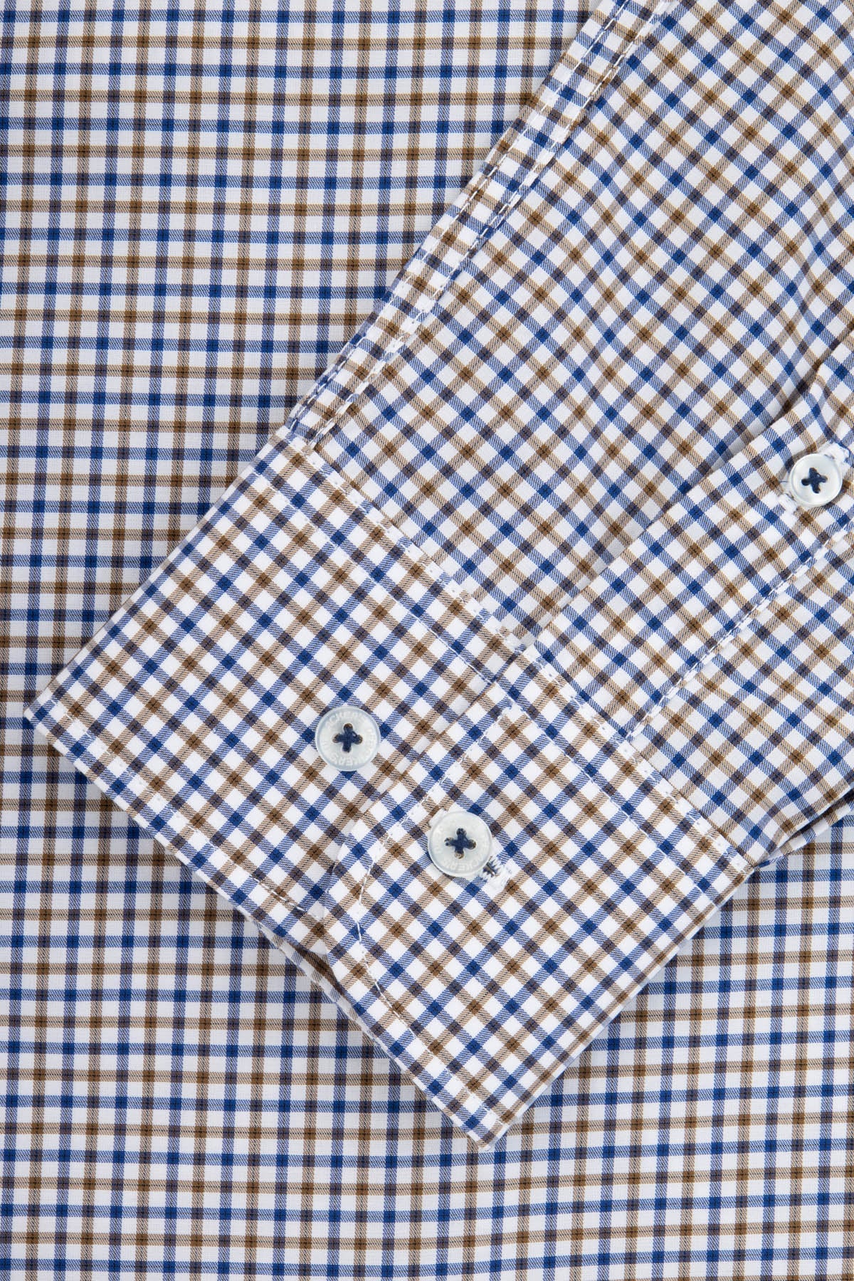 Checked White & Light Brown & Blue Smart Casual Shirt