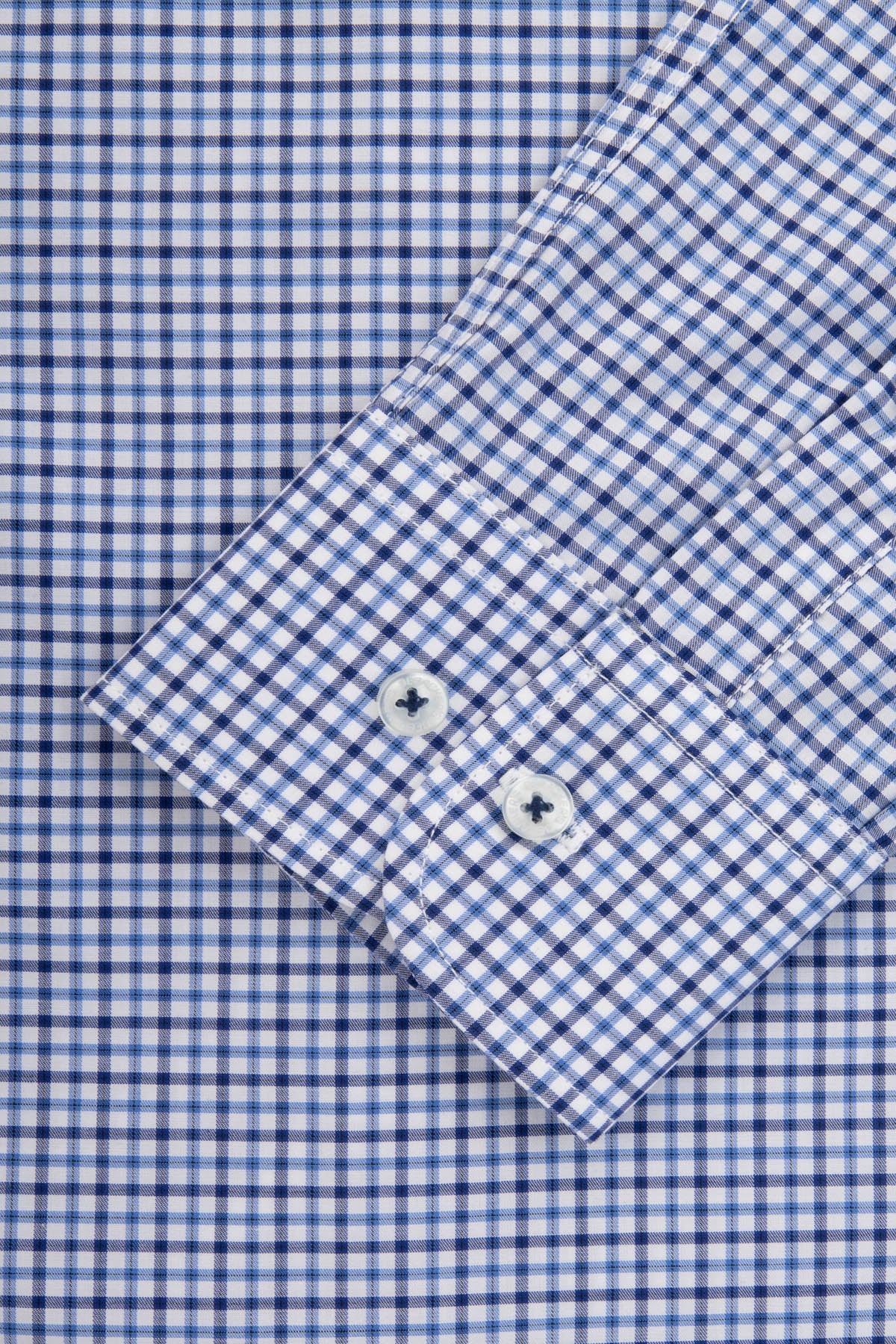 Checked Blue & Navy & White Smart Casual Shirt