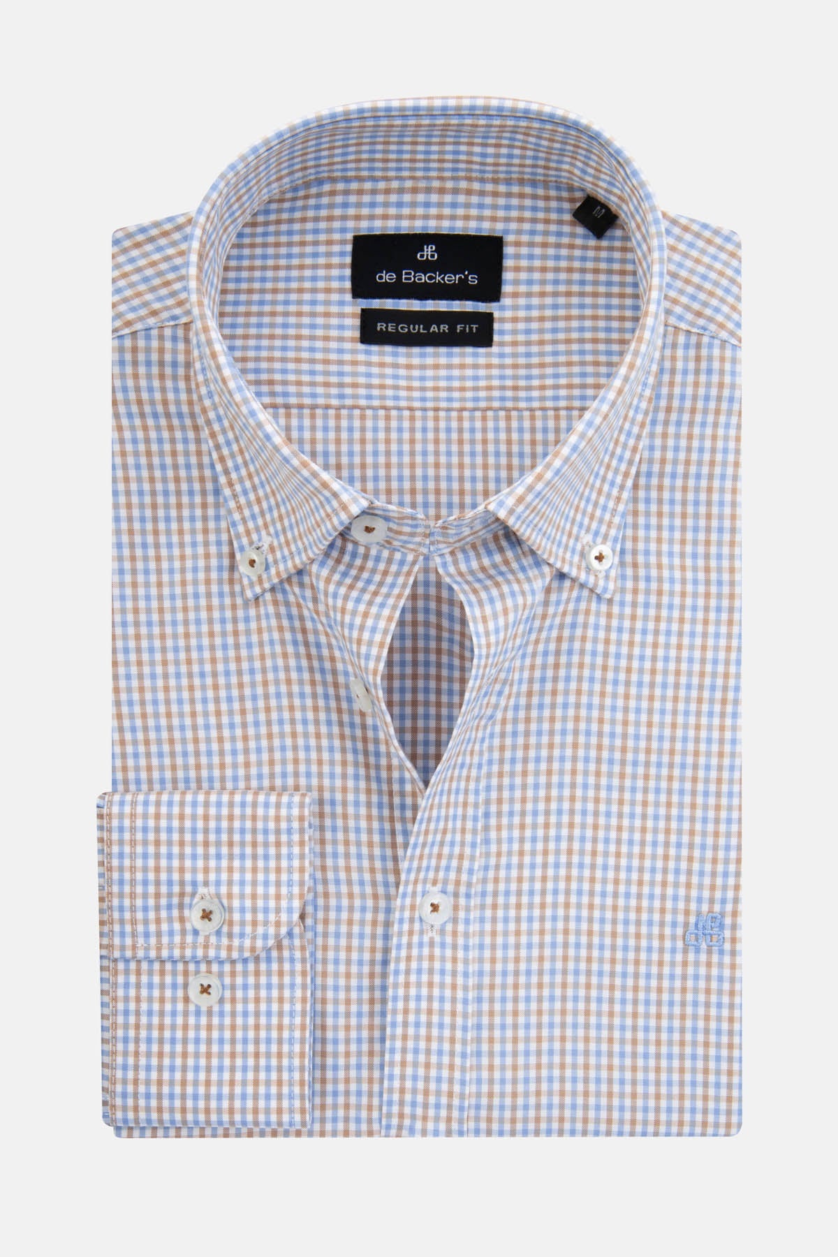 Checked Light Blue & Brown & White Smart Casual Shirt