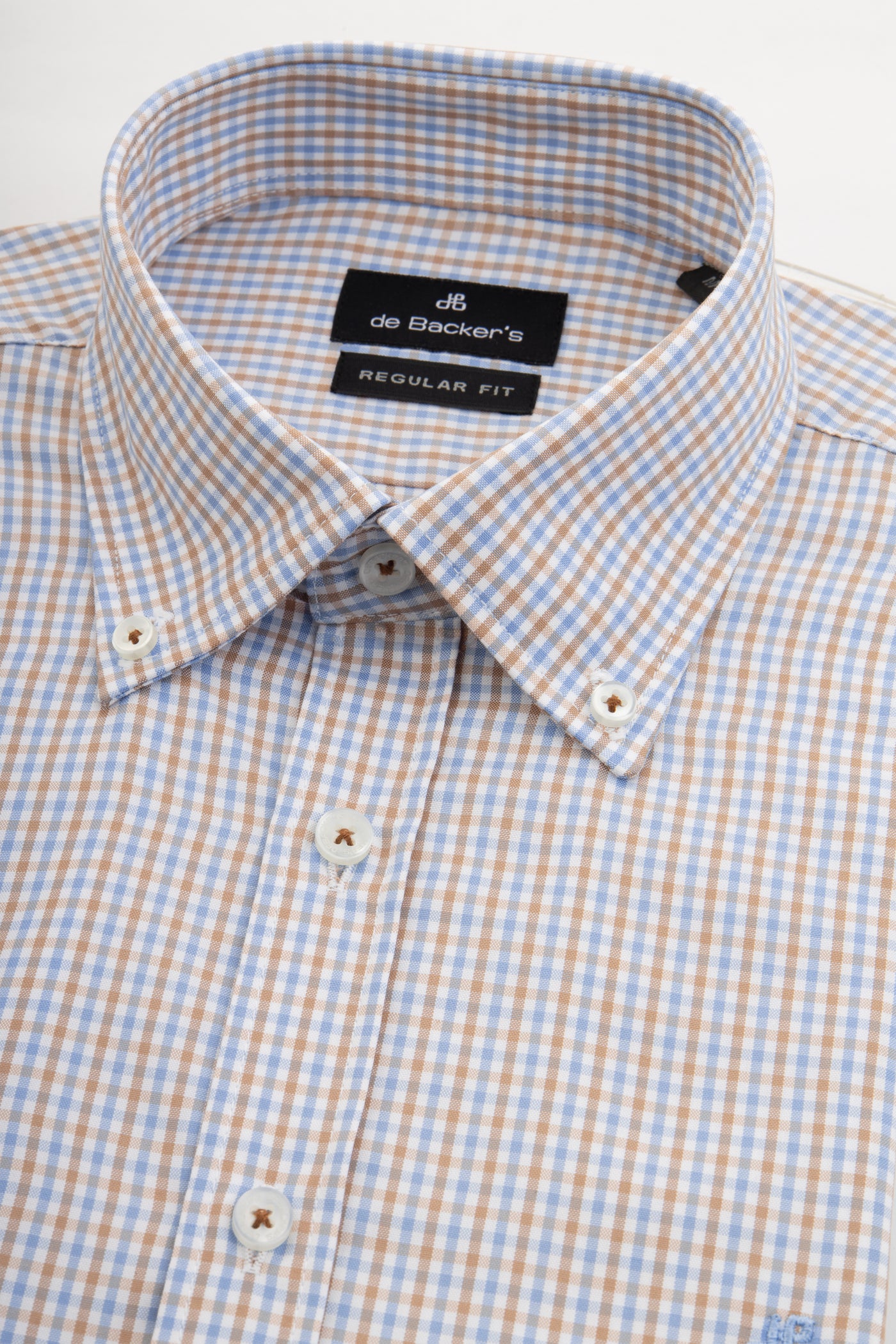 Checked Light Blue & Brown & White Smart Casual Shirt