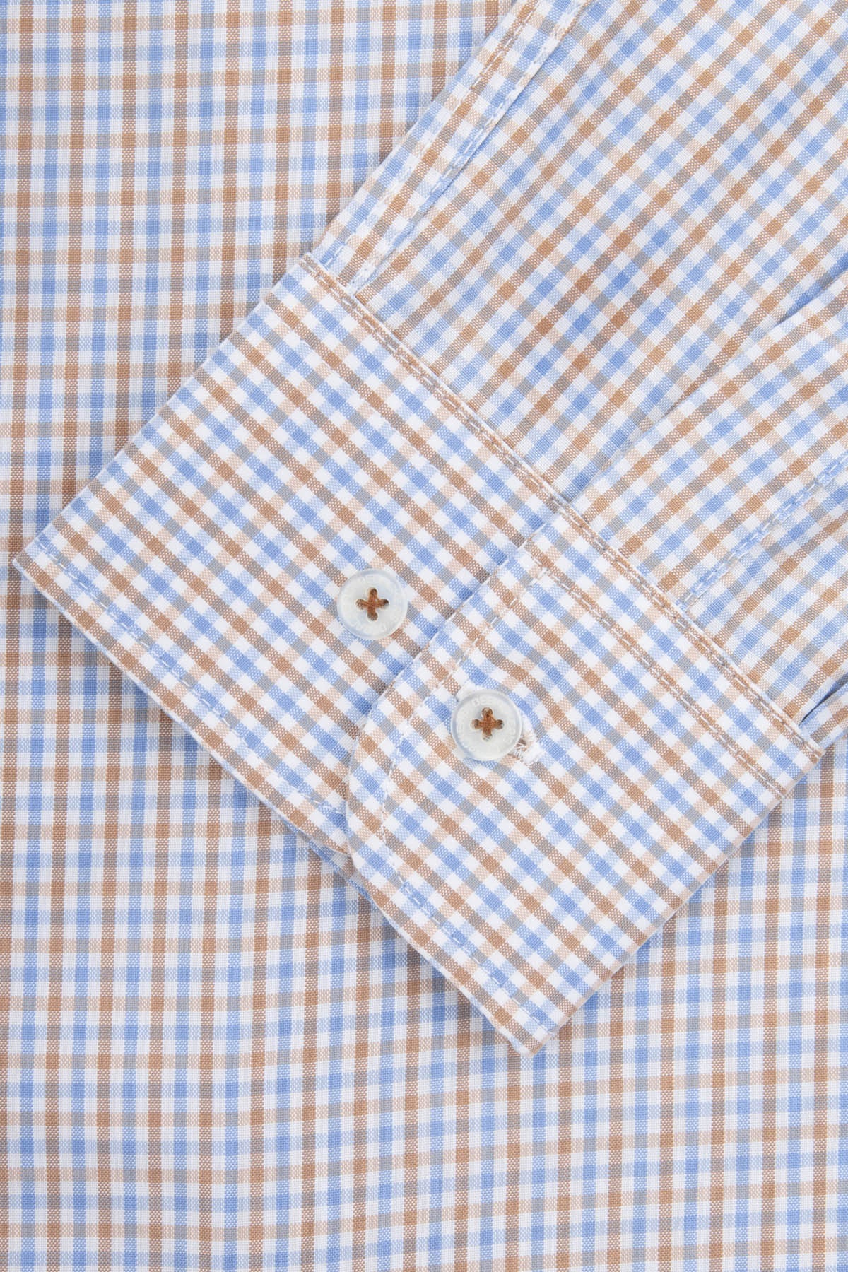 Checked Light Blue & Brown & White Smart Casual Shirt