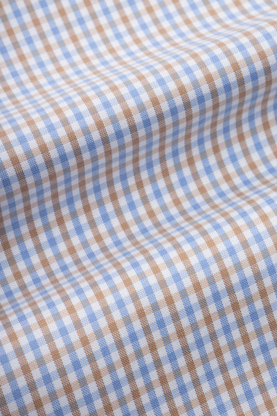 Checked Light Blue & Brown & White Smart Casual Shirt