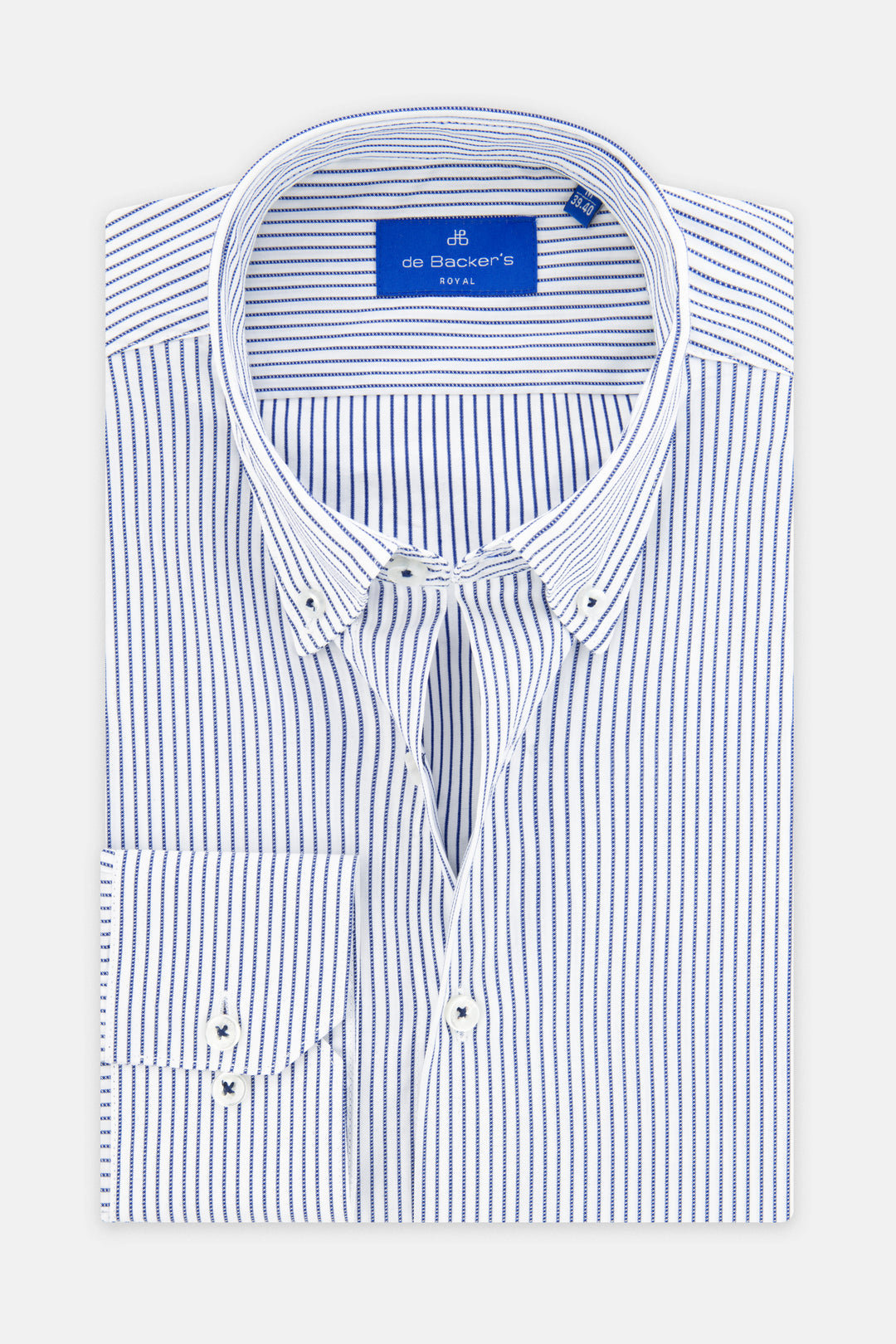 Striped White & Navy Casual Shirt - 1