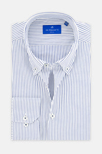 Striped White & Navy Casual Shirt - 1
