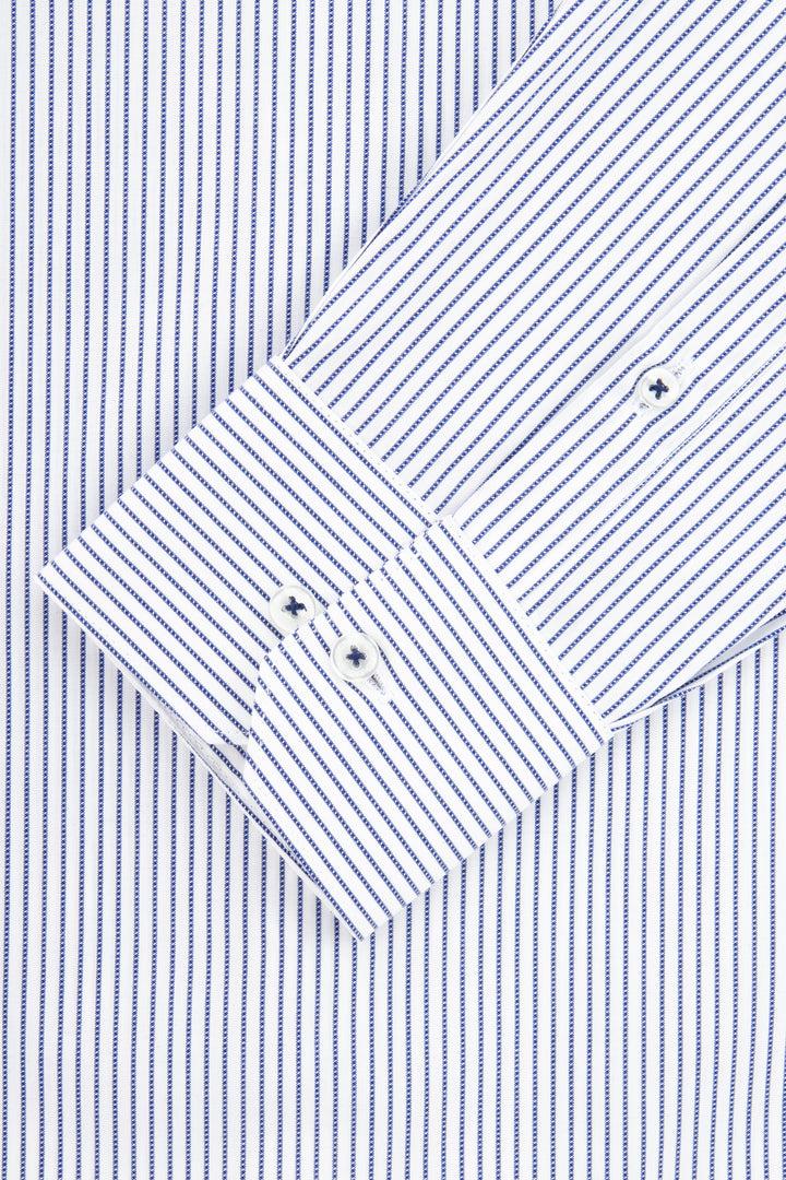 Striped White & Navy Casual Shirt - 3