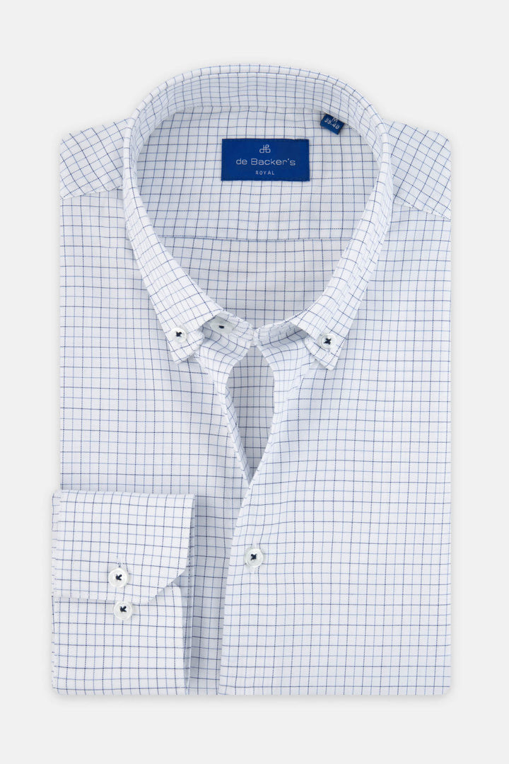 Striped White & Navy Casual Shirt - 1