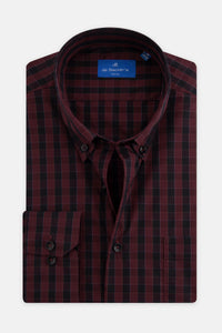 Checked Black & Dark-Red Casual Shirt - 1