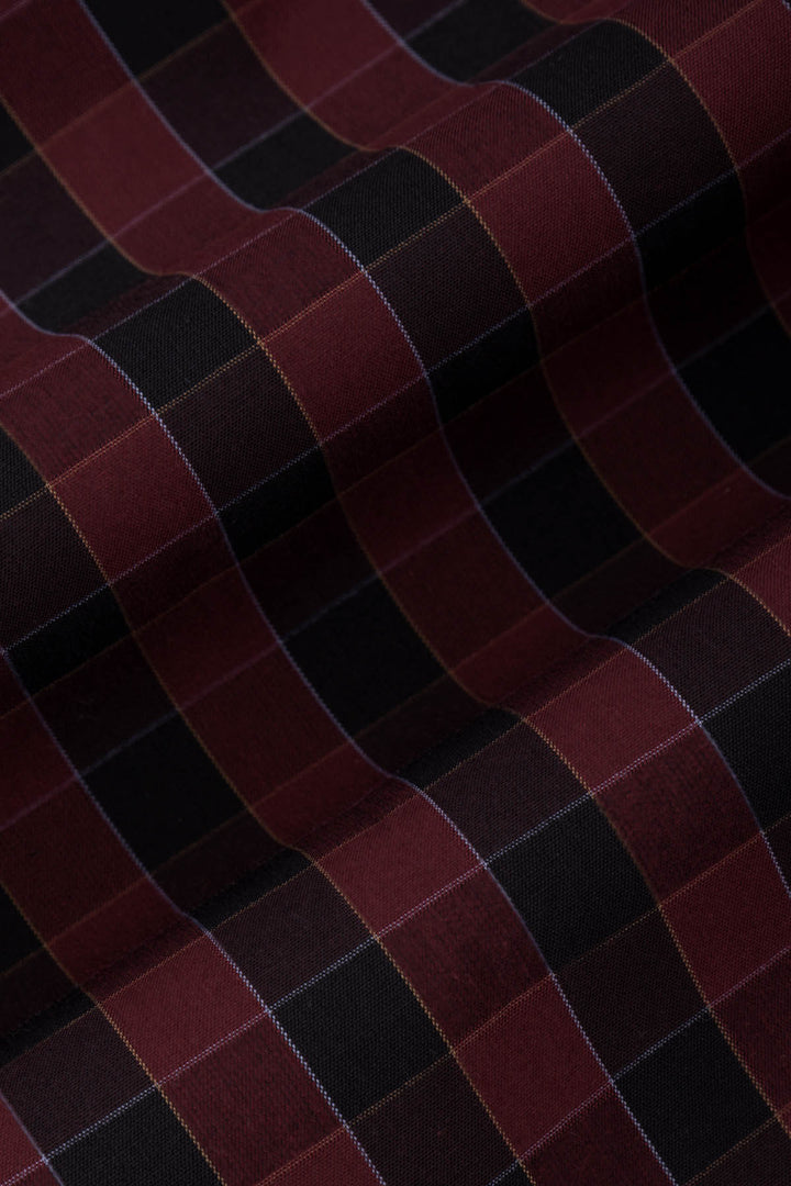 Checked Black & Dark-Red Casual Shirt - 4