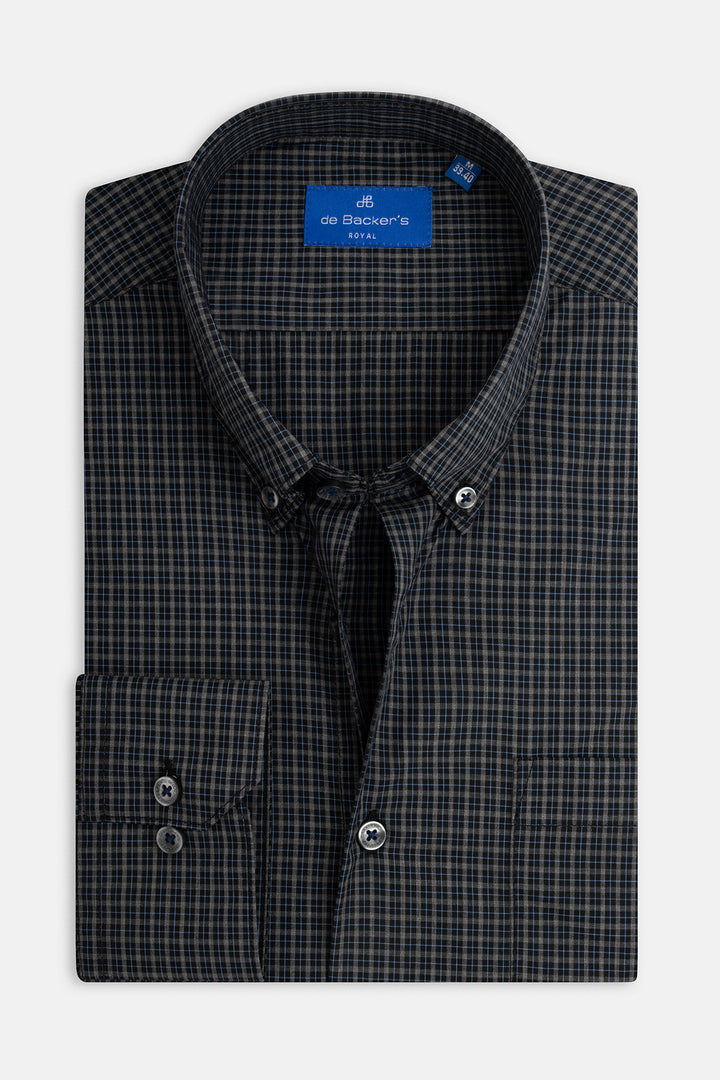 Checked Gray & Black Casual Shirt - 1