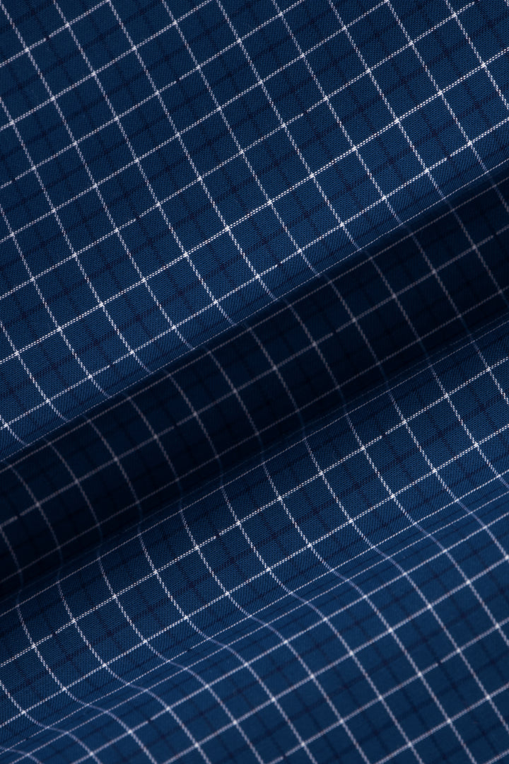 Checked Berkeley Blue & White Casual Shirt - 4