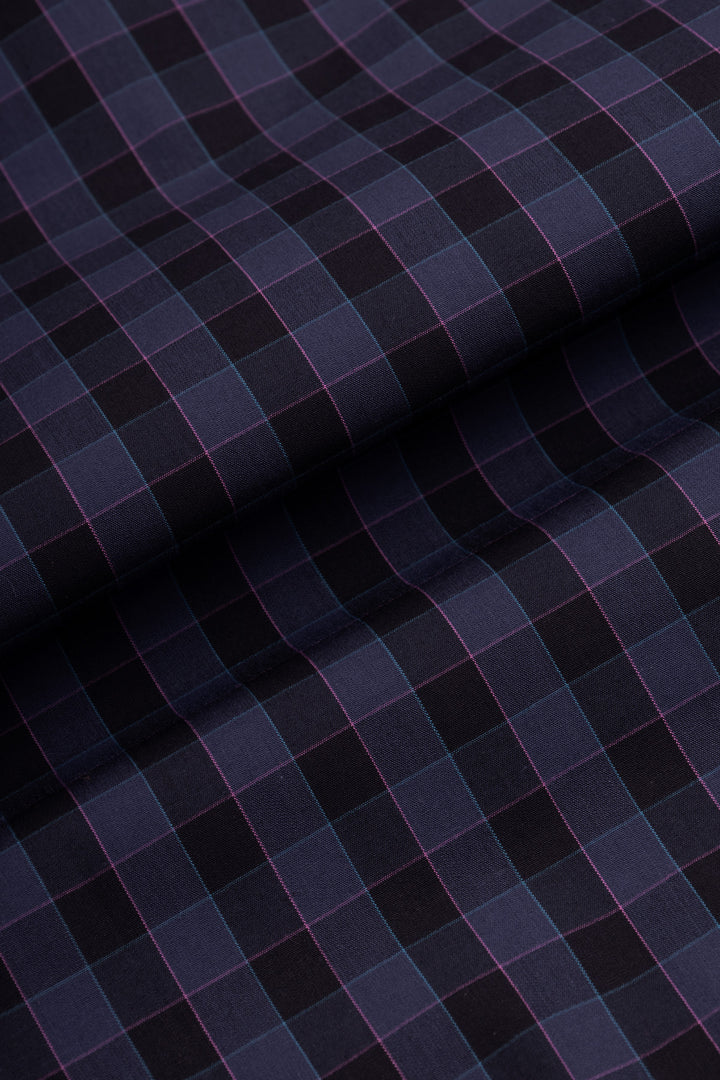 Checked Space Cadet Navy & Black Casual Shirt - 3