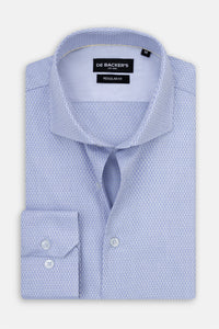 Jacquard Light Blue Smart Casual Shirt - 1