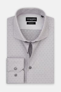 Jacquard Light Gray Smart Casual Shirt - 1