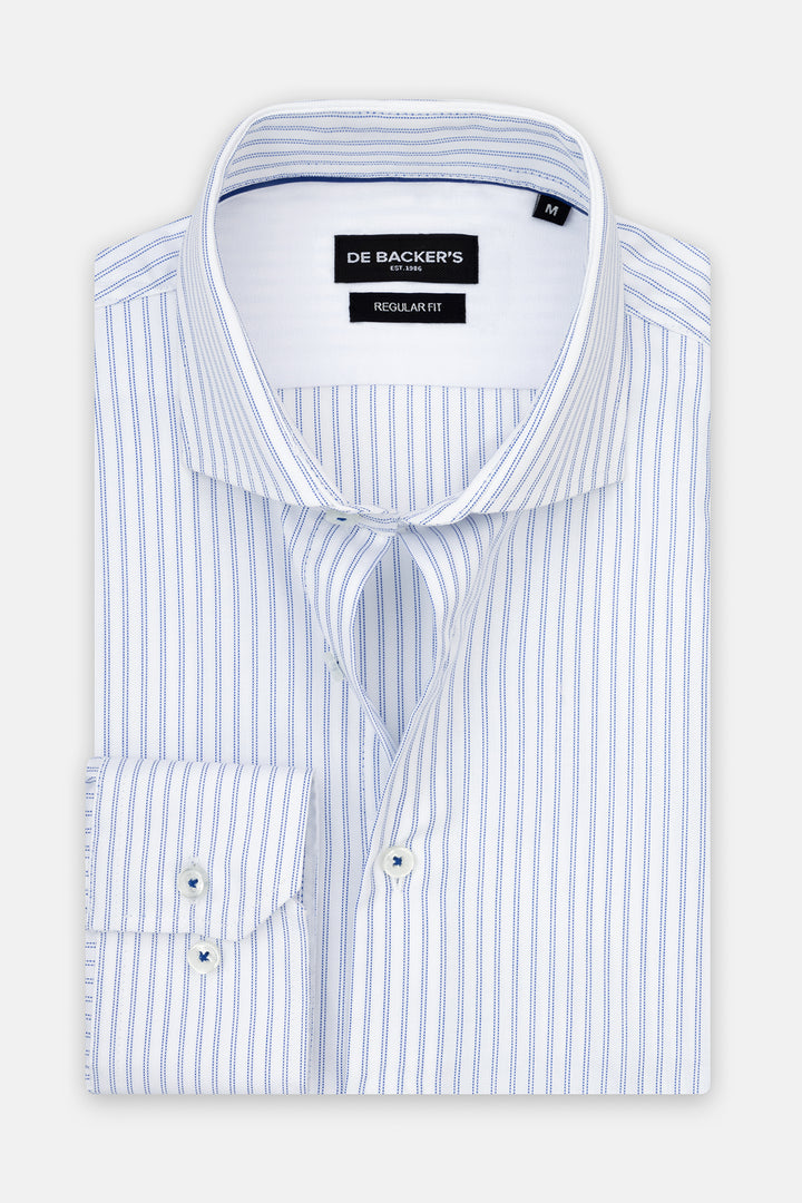Striped Light Blue Smart Casual Shirt - 1