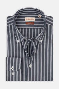Striped Dark Gray  Smart Casual Shirt - 1