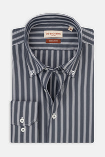 Striped Dark Gray  Smart Casual Shirt - 1