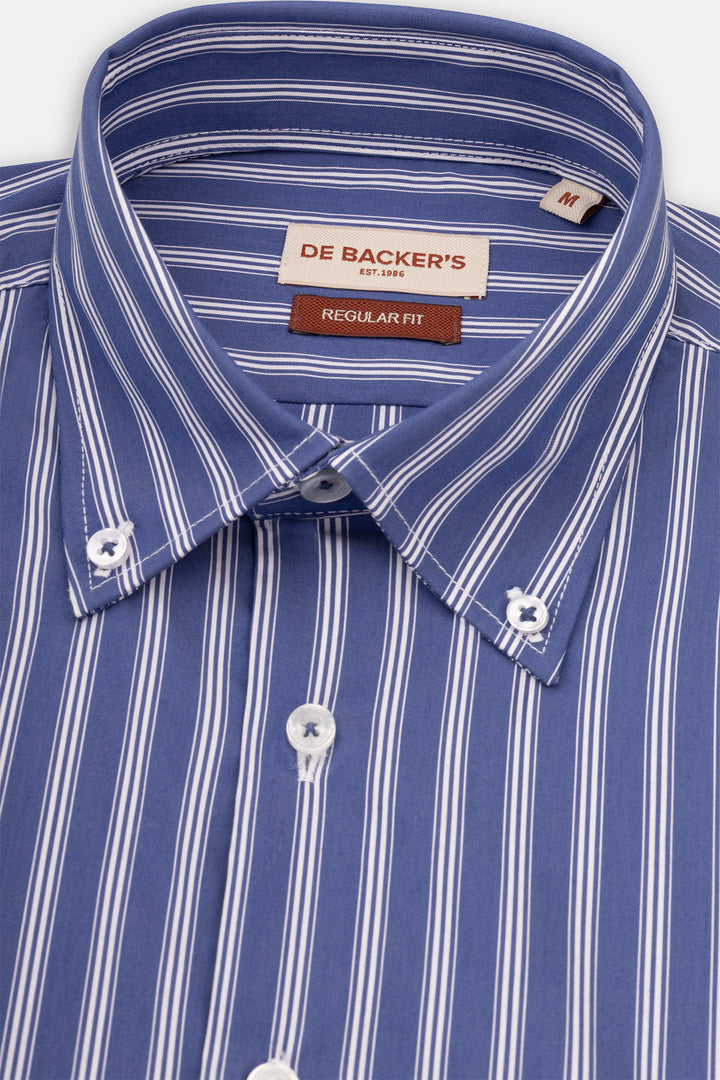 Striped Navy Smart Casual Shirt - 2
