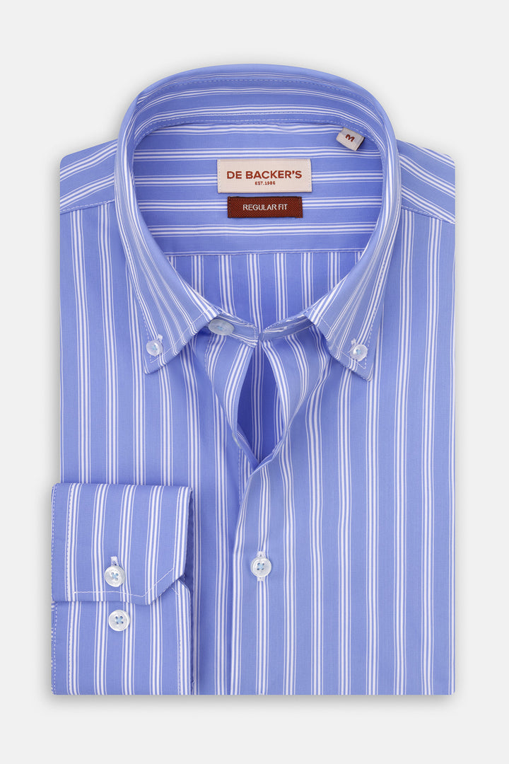 Striped Blue Smart Casual Shirt - 1