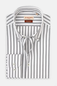 Striped White Smart Casual Shirt - 1