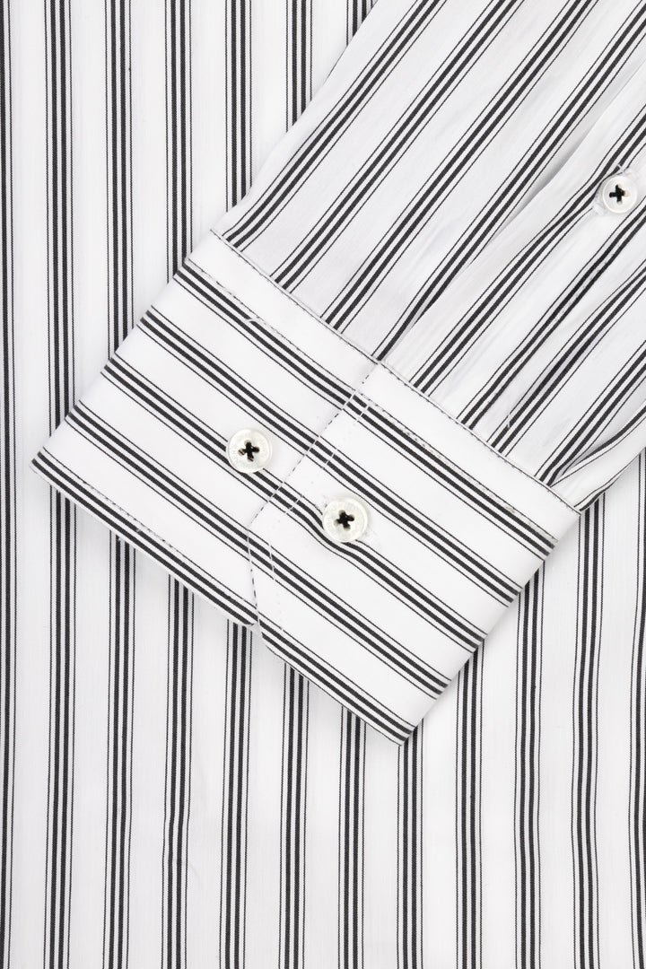 Striped White Smart Casual Shirt - 3