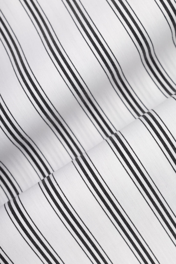 Striped White Smart Casual Shirt - 4