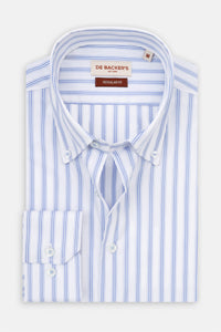 Striped Light Blue Smart Casual Shirt - 1