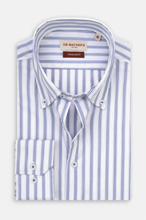 Striped Blue Smart Casual Shirt - 1