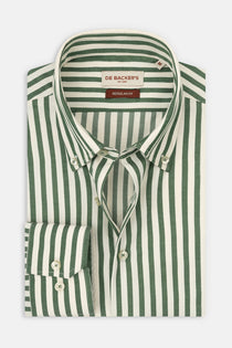 Striped Green Smart Casual Shirt - 1