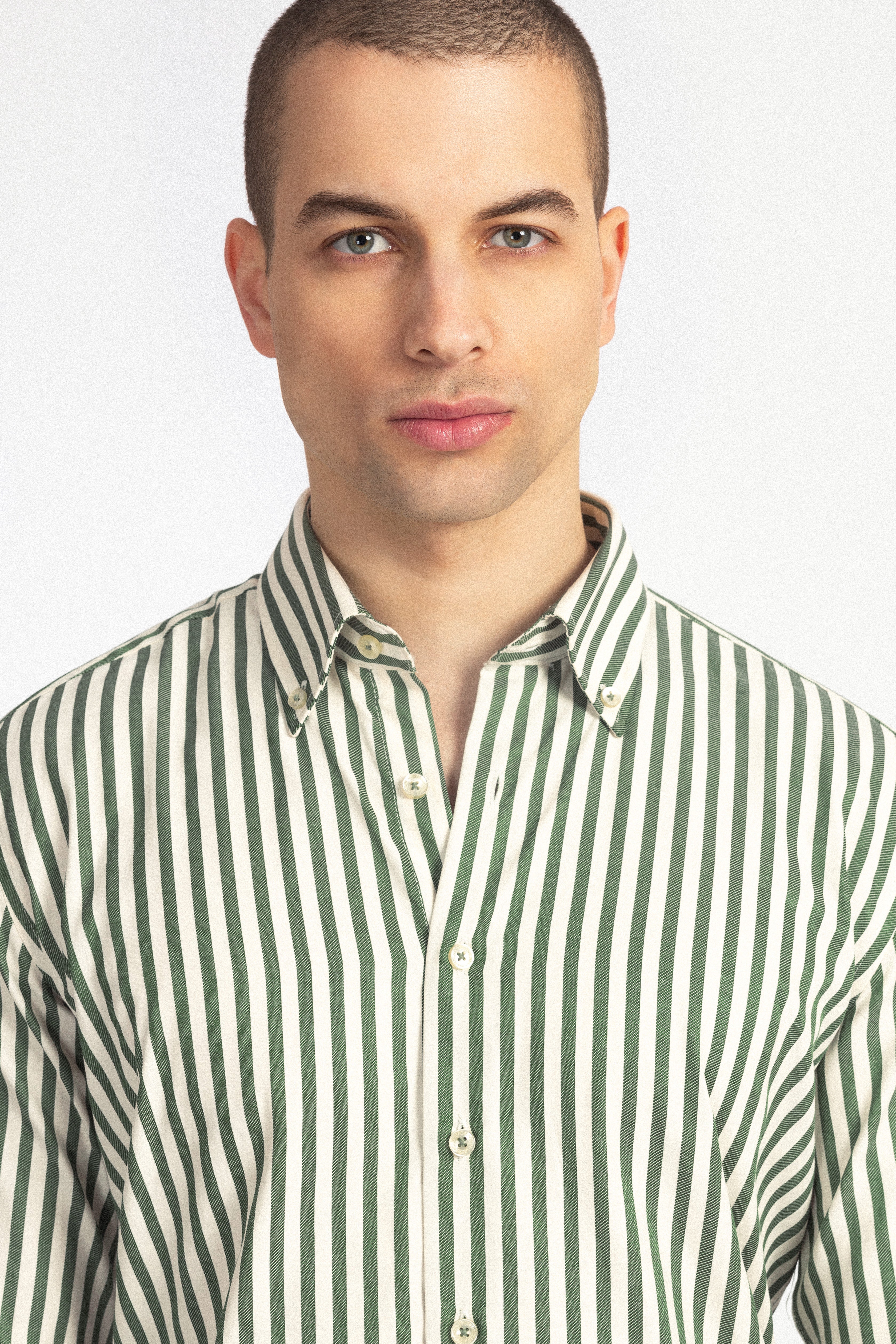 Striped Green Smart Casual Shirt