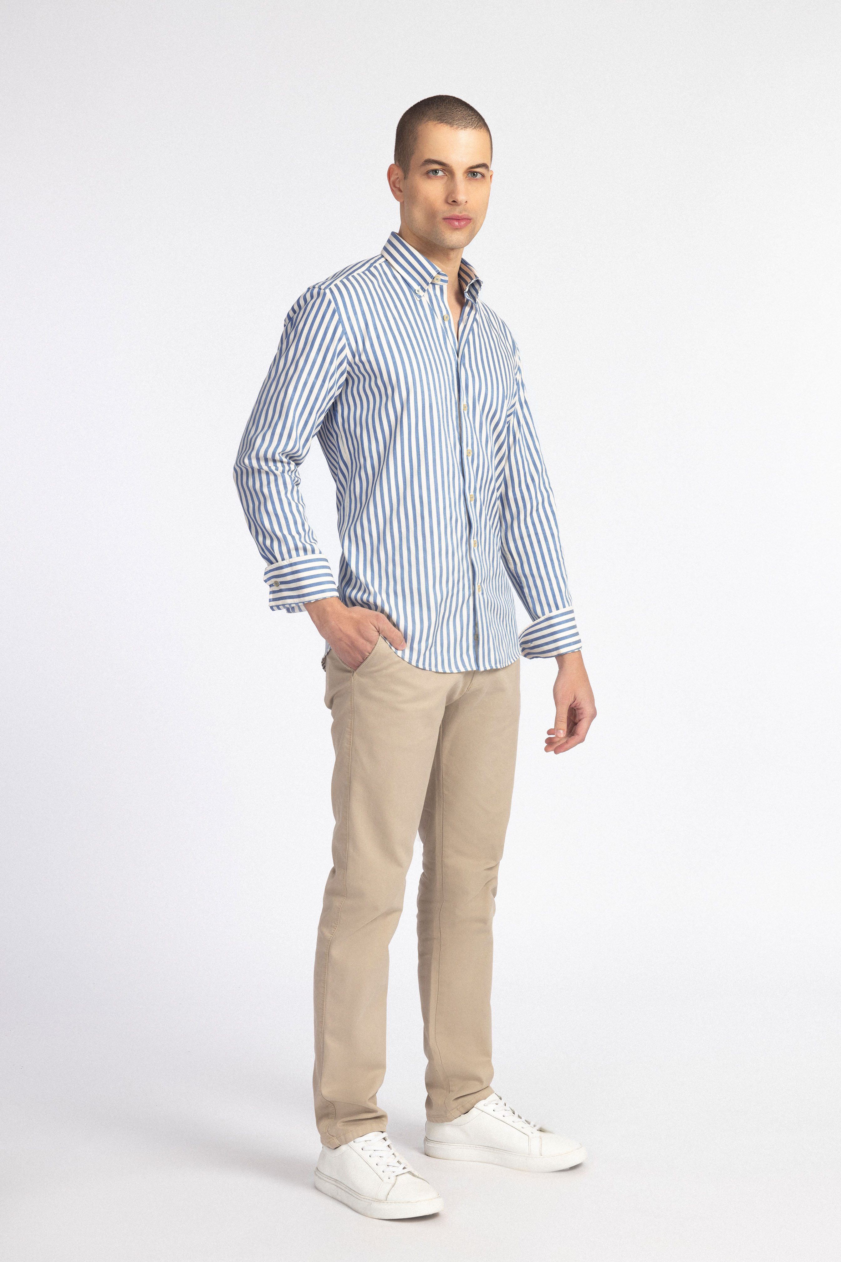 Striped Blue Smart Casual Shirt