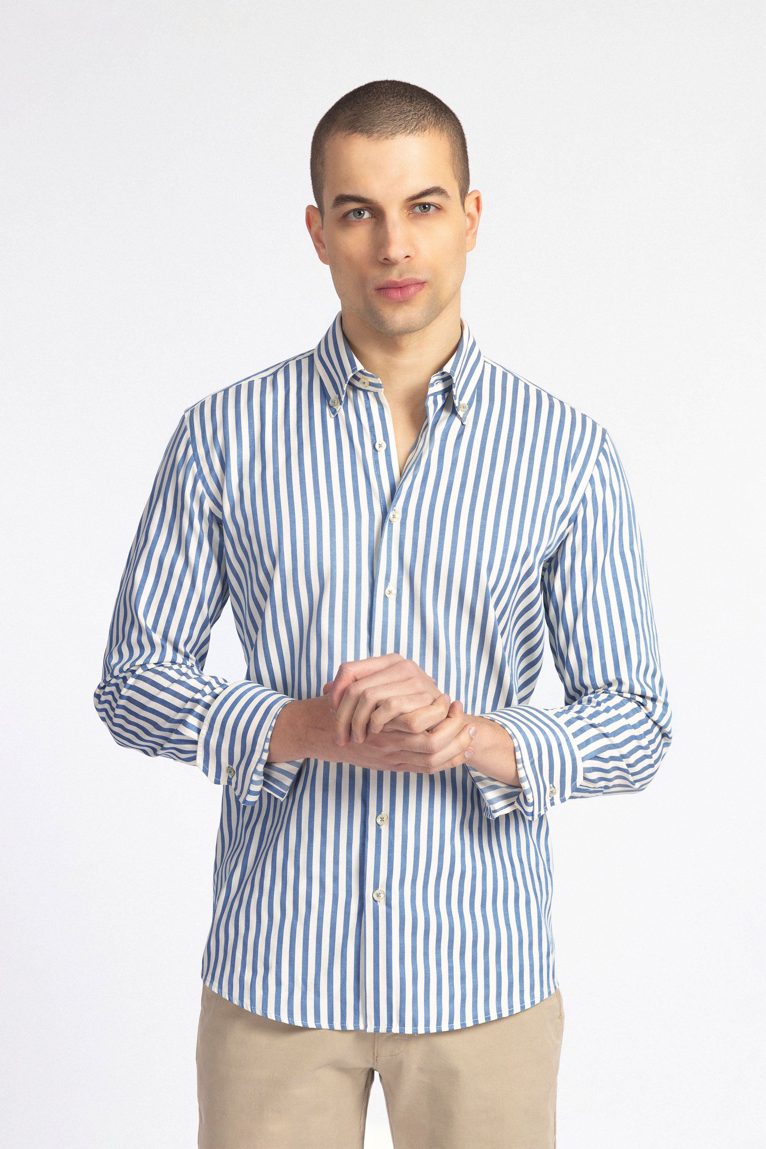 Striped Blue Smart Casual Shirt