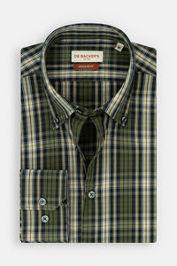 Checked Dark Green Smart Casual Shirt - 1