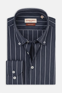 Striped Black Smart Casual Shirt - 1