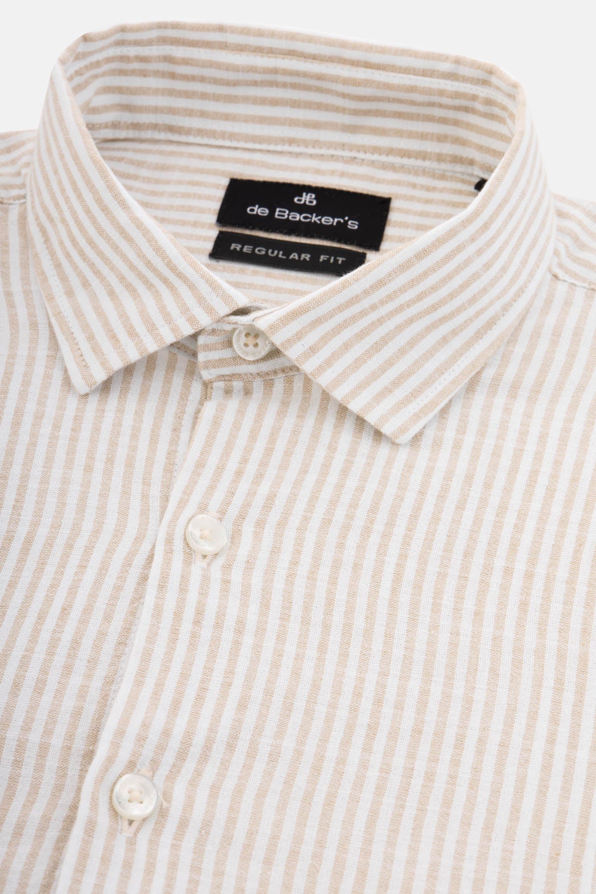 Striped Almond Beige & White Casual Shirt - 2