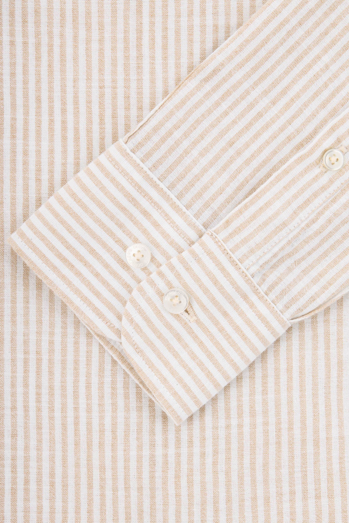 Striped Almond Beige & White Casual Shirt - 3