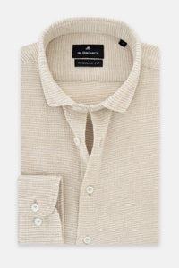 Solid Bone Beige Boucle Casual Shirt - 1