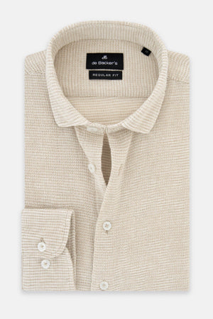 Solid Bone Beige Boucle Casual Shirt - 1