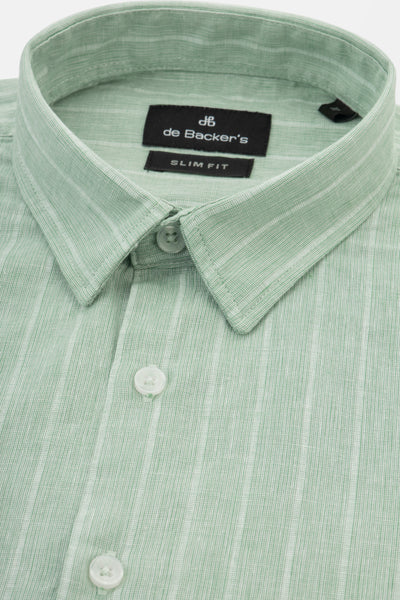 Linen Striped Summer Green Casual  Shirt